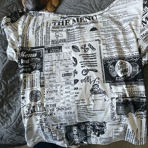 menu black and white shirt, open back design